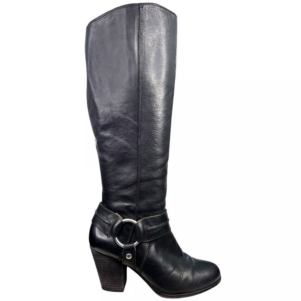 Frye Essa Black Leather Heeled Riding Boots 9